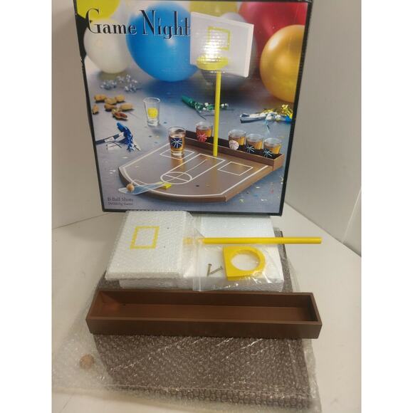 GAME NIGHT, B-BALL SHOTS, ADULT BASKETBALL SHOT DRINKING GAME, W/ 6 GLASSES, NEW - Picture 4 of 5